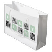 Moderne Collage Photo Mint & Happy FathersDay Gift Groot Cadeauzakje (Voorkant Gekanteld)