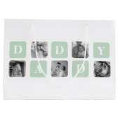 Moderne Collage Photo Mint & Happy FathersDay Gift Groot Cadeauzakje (Achterkant)