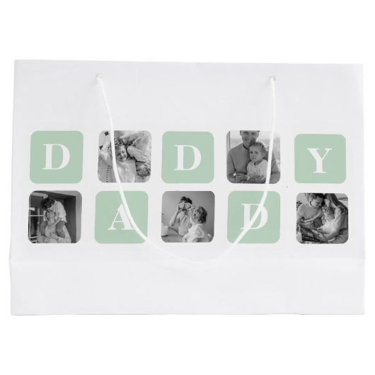 Moderne Collage Photo Mint & Happy FathersDay Gift Groot Cadeauzakje (Achterkant)