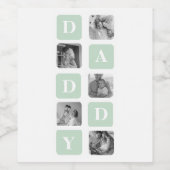 Moderne Collage Photo Mint & Happy FathersDay Gift Wijn Etiket (Enkel label)