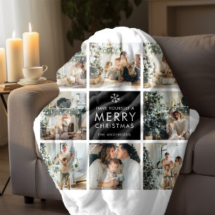 Moderne Collage “Prettig Kerstfeest” Meerdere Foto Sherpa Deken