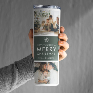Moderne Collage “Prettig Kerstfeest” Meerdere Foto Thermosbeker