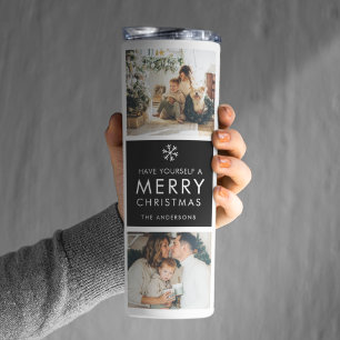 Moderne Collage “Prettig Kerstfeest” Meerdere Foto Thermosbeker