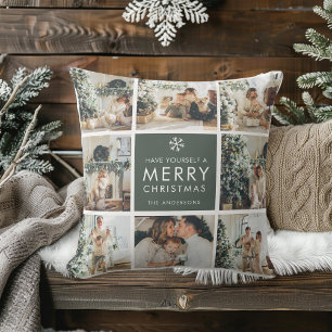 Moderne collage “Prettig Kerstfeest” met meerdere Kussen