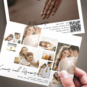 Moderne Collage  Qr-code multi-foto Save The Date