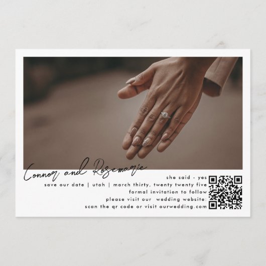 Moderne Collage  Qr-code multi-foto Save The Date (Achterkant)