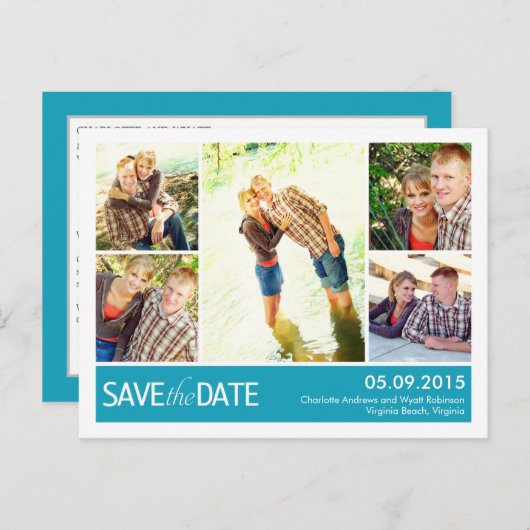 Moderne collage sparen het Briefkaart van de Datum (Voorkant / Achterkant)