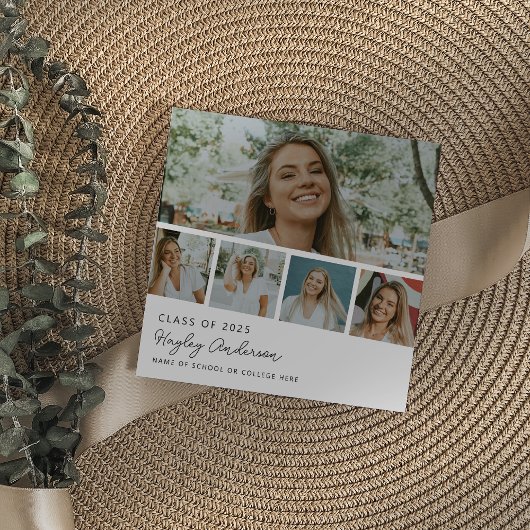 Moderne collage van 5 foto's in strookvorm aankondiging