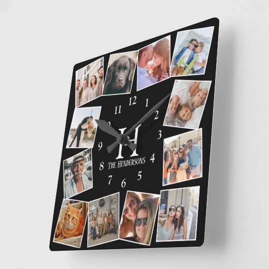 Moderne Collage van de Foto van de Douane| Creëer Vierkante Klok (Hoek)