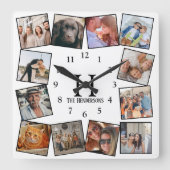 Moderne Collage van de Foto van de Douane| Creëer  Vierkante Klok (Voorkant)