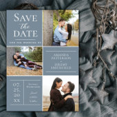 Moderne collage van drie foto's | Stofblauw Save The Date