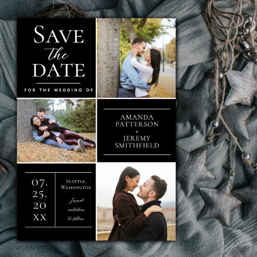 Moderne collage van drie foto's | Zwart Save the D Save The Date