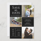 Moderne collage van drie foto's | Zwart Save the D Save The Date (Voorkant)