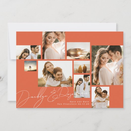 Moderne Collage Verona Sunset Multi Foto Save The Date (Voorkant)
