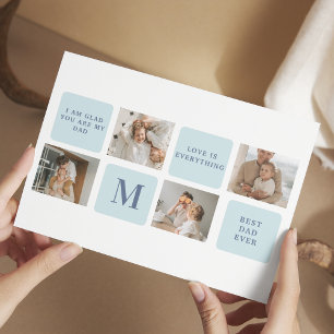 Moderne Collagefoto's Blauwe Beste Vaderschapscade Briefkaart