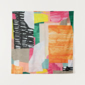 Moderne collagekunst. Mixed media op canvas. Kleur Wandkleed (Voorkant (horizontaal))