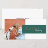 Moderne Colorblock Blauwgroen koperfeestkaart Feestdagenkaart (Voorkant / Achterkant)