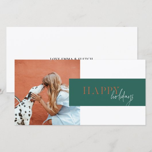 Moderne Colorblock Blauwgroen koperfeestkaart Feestdagenkaart (Voorkant / Achterkant)