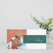 Moderne Colorblock Blauwgroen koperfeestkaart Feestdagenkaart (Staand voorkant)