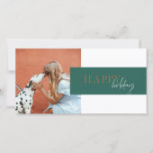 Moderne Colorblock Blauwgroen koperfeestkaart Feestdagenkaart (Voorkant)