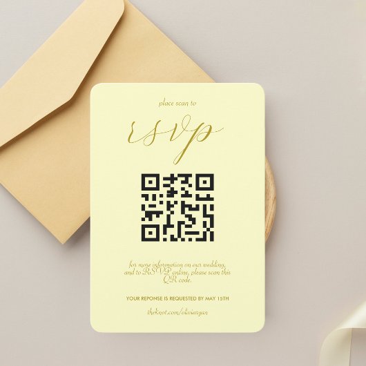Moderne Colorblock Wedding QR-code | botergeel RSVP Kaartje