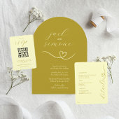 Moderne Colorblock Wedding QR-code | botergeel RSVP Kaartje