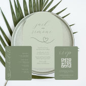 Moderne Colorblock Wedding QR-code | Dark Sage RSVP Kaartje