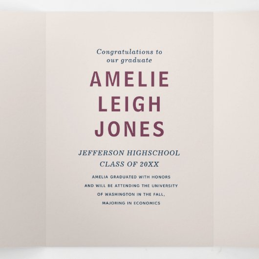 Moderne Colorful Graduation Party Drieluik Uitnodiging (Binnenkant midden)