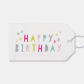Moderne Colorful Happy Birthday Cadeaulabel (Voorkant (Horizontaal))