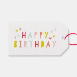 Moderne Colorful Happy Birthday Cadeaulabel