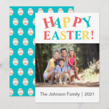 Moderne Colorful Happy Easter Photo Holiday Card
