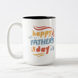 Moderne Colorful Happy Vaderdag Typografie Tweekleurige Koffiemok