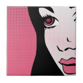 Moderne Comic Book Pop Art of Woman's Face Tegeltje (Voorkant)
