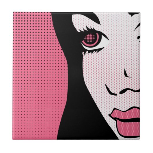 Moderne Comic Book Pop Art of Woman's Face Tegeltje (Voorkant)