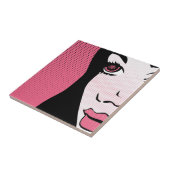 Moderne Comic Book Pop Art of Woman's Face Tegeltje (Zijkant)