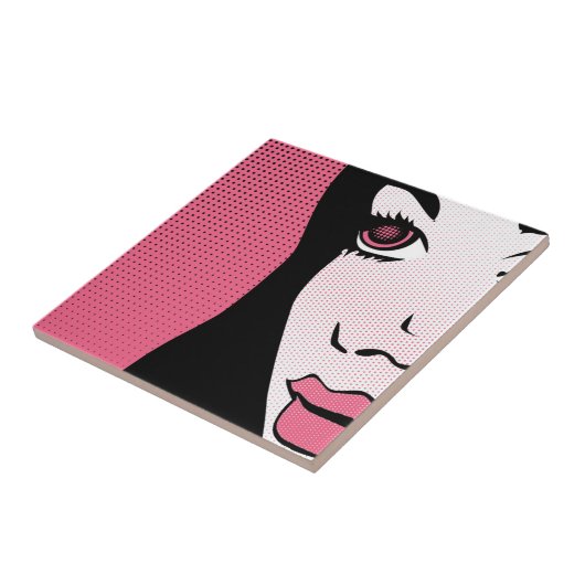 Moderne Comic Book Pop Art of Woman's Face Tegeltje (Zijkant)