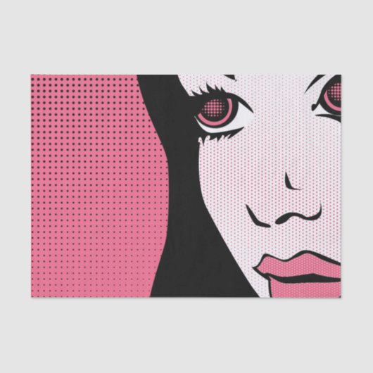 Moderne Comic Book Pop Art of Woman's Face Tissuepapier (Voorkant)