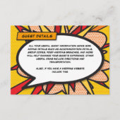 Moderne Comic Book Wedding Accommodatie - Gegevens Informatiekaartje (Voorkant)