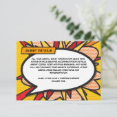 Moderne Comic Book Wedding Accommodatie - Gegevens Informatiekaartje (Staand voorkant)
