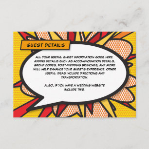Moderne Comic Book Wedding Accommodatie - Gegevens Informatiekaartje