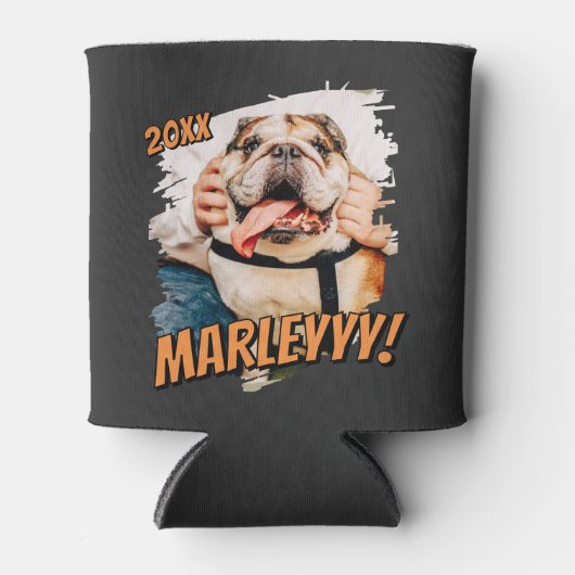 Moderne Comic Simple Grunge Custom Pet Photo Blikjeskoeler (Voorkant)