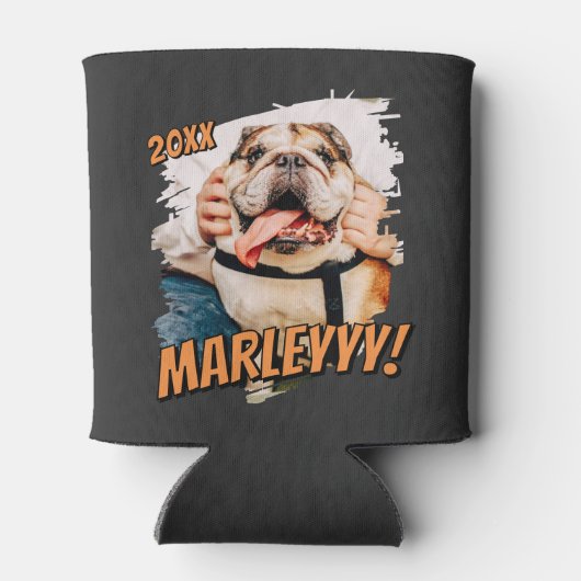 Moderne Comic Simple Grunge Custom Pet Photo Blikjeskoeler (Achterkant)