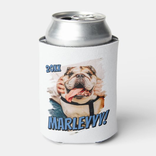 Moderne Comic Simple Grunge Custom Pet Photo Blikjeskoeler (Blikje Voorkant)