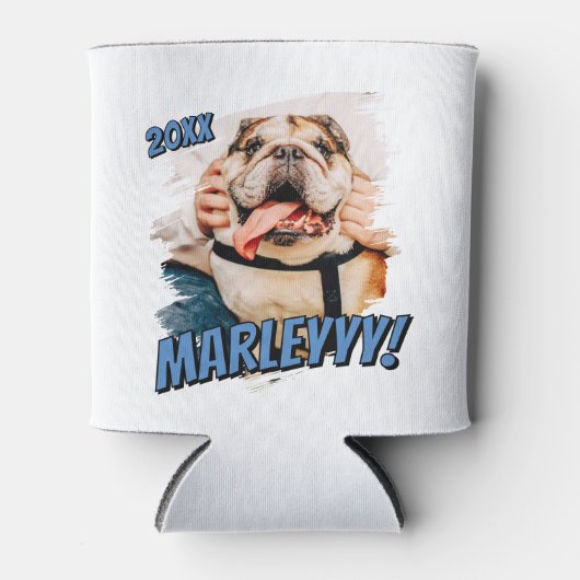 Moderne Comic Simple Grunge Custom Pet Photo Blikjeskoeler (Voorkant)