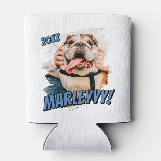 Moderne Comic Simple Grunge Custom Pet Photo Blikjeskoeler (Achterkant)