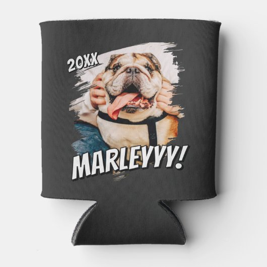 Moderne Comic Simple Grunge Custom Pet Photo Blikjeskoeler (Voorkant)