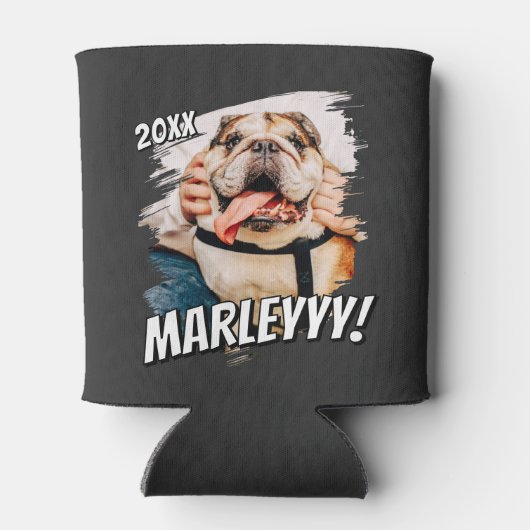 Moderne Comic Simple Grunge Custom Pet Photo Blikjeskoeler (Achterkant)