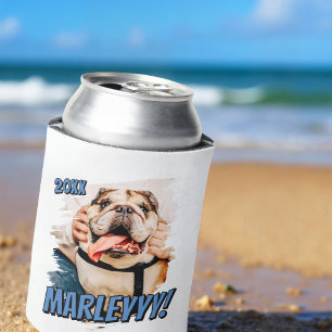 Moderne Comic Simple Grunge Custom Pet Photo Blikjeskoeler