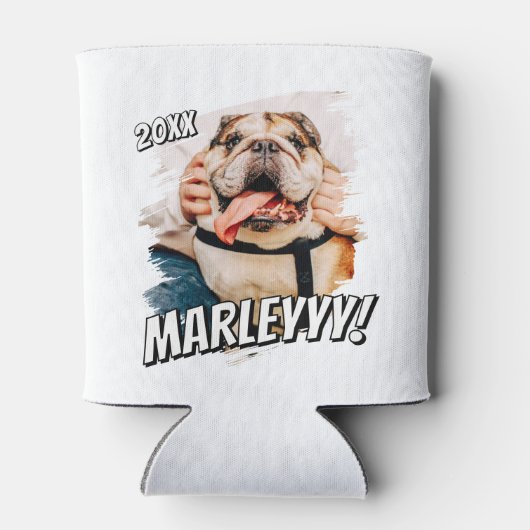 Moderne Comic Simple Grunge Custom Pet Photo Blikjeskoeler (Achterkant)