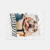 Moderne Comic Simple Grunge Custom Pet Photo Fleece Deken (Voorkant (Horizontaal))